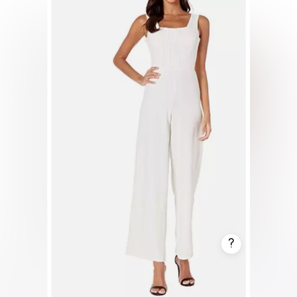 Bebe Square neck Plunging Ruffle Back Jumpsuit